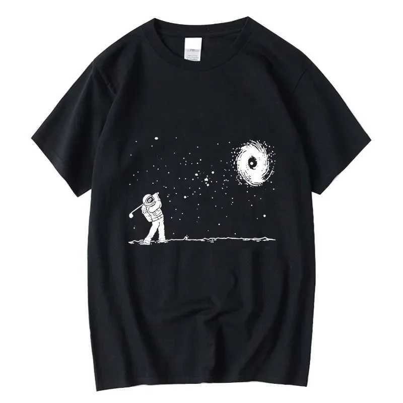 Summer Mens High Quality 100% Cotton Funny Astronaut Print T Shirt Loose O-neck Mens Shirt Short Sleeve T-shirt Male Tee TopsXJ250318