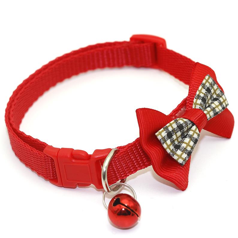 Cute Pet Collar Adjustable Buckle Plaid Bow Tie Colorful Dog Puppy Cat Collars With Bell Accessories Adjustable Pet Dressing Tools ni125
