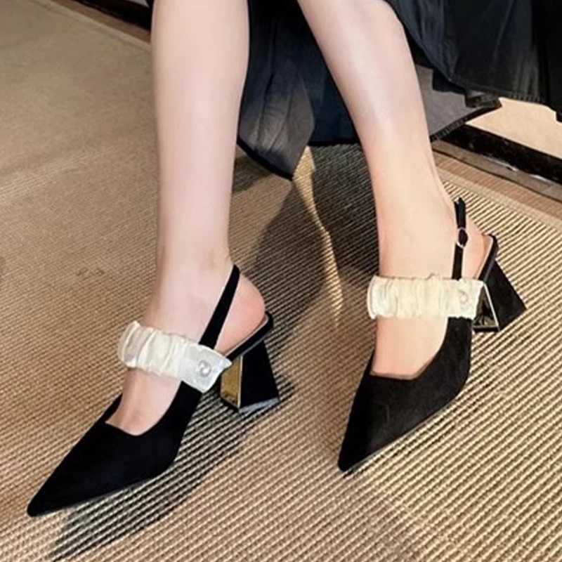 Pearl Mid H sandals elegant Pointed Toe Wen Shoes new 2025 summer short and chubby pump slider party drone Zapatillas Y250317