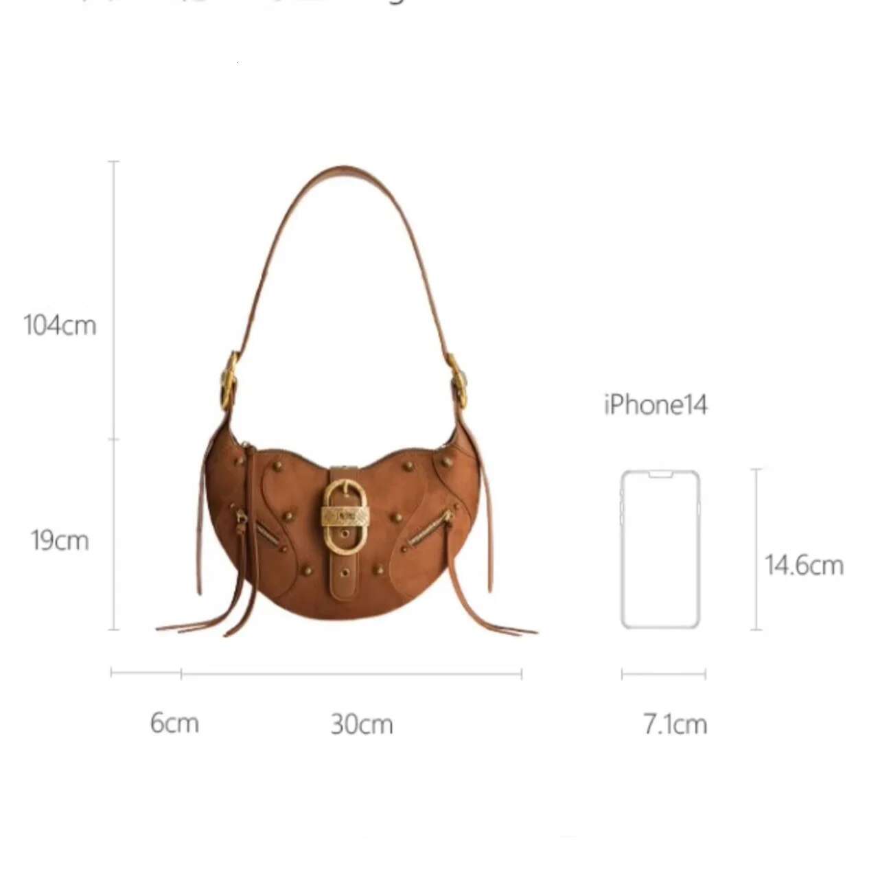 JW PEI Croissant Biker - Waxed Leather Eco-Friendly Crossbody Purse Spacious Shoulder Bag Women Street Style Large Capacity