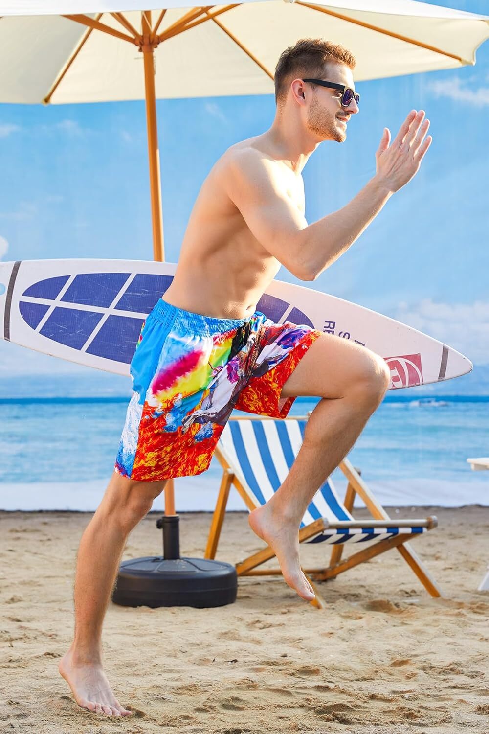 Men Swim Trunks Drawstring Elastic Waist Quick Dry Beach Shorts Swimwear Bathing Suits Fashionable printed shorts