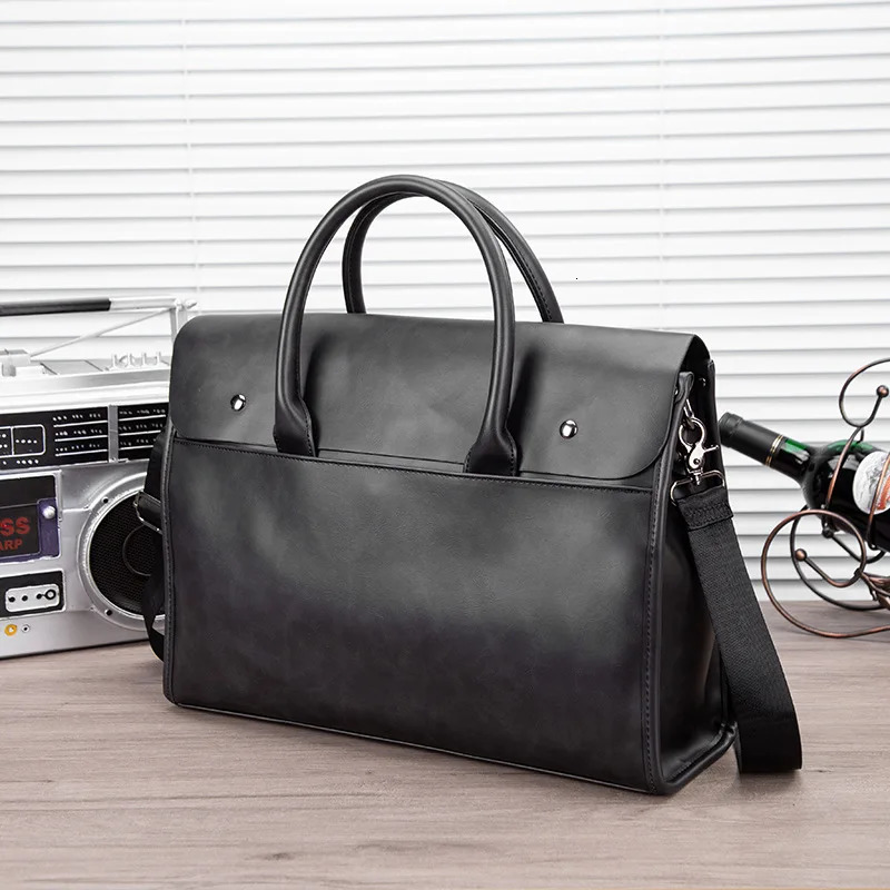 Retro briefcase shoulder messenger bag mens leather 14 inch notebook bag mens tablet briefcase business handbag 250317