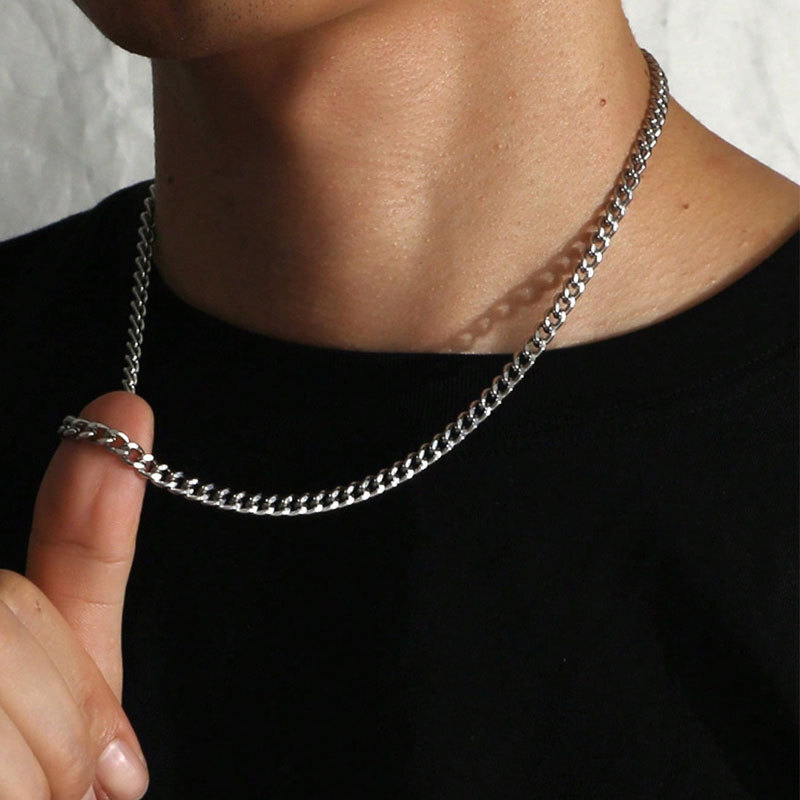 Six-sided Milled Stainless Steel Necklace Unisex Hip Hop All-match Titanium Steel Sweater Chain Jewelry