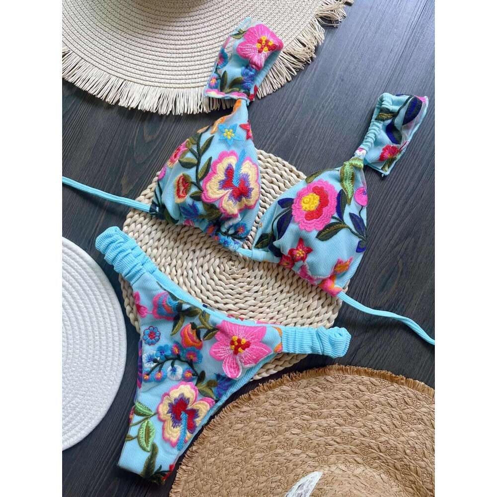 Ruotonsept 2024 new sexy handmade embroidered bikini set women's swimsuit triangle swimsuit Brazilian swimsuit bikini