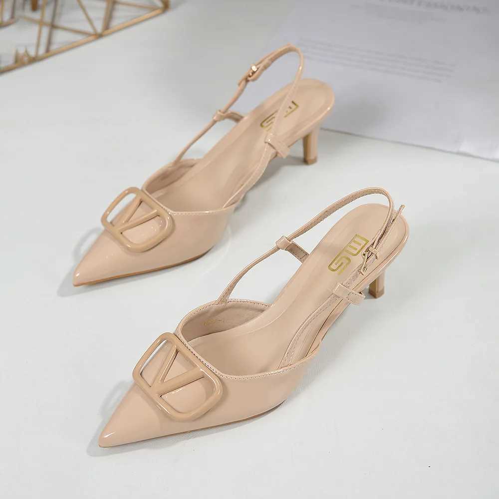KM-ROYA 2025 Luxury High Quality Buckle Design Womens Sandals 6CM/2.4-inch Middle Heel Dress Shoes Pump Shoes Wens Outdoor Sandals Y250317