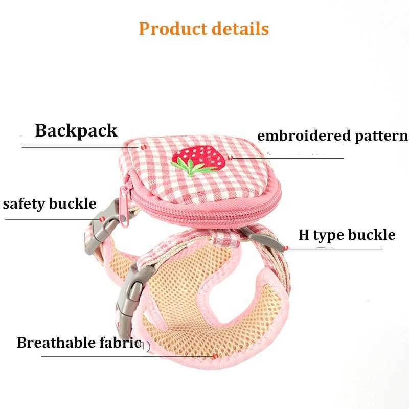 Cute embroidery pattern dog belt bag function pet cat collar sling flower puppy kitten traction sling outdoor dog walkingT250318