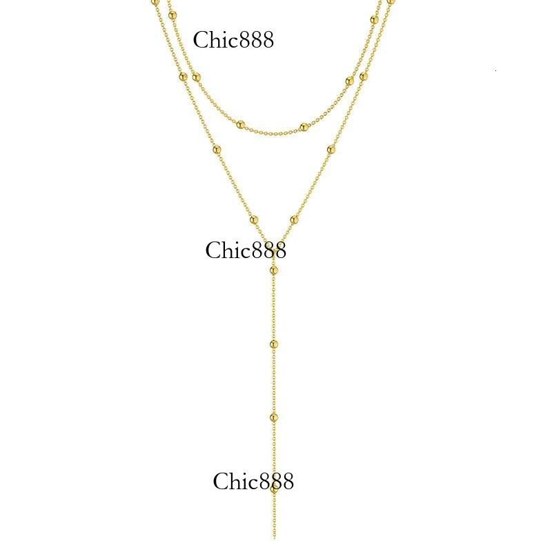 Fashion Simple Geometric Tassel Bead Collarbone Chain For Women Long Necklace Accessories Gifts Jewelry