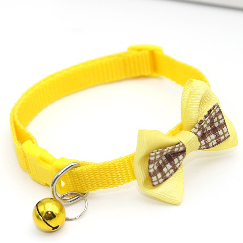 Cute Pet Collar Adjustable Buckle Plaid Bow Tie Colorful Dog Puppy Cat Collars With Bell Accessories Adjustable Pet Dressing Tools ni125