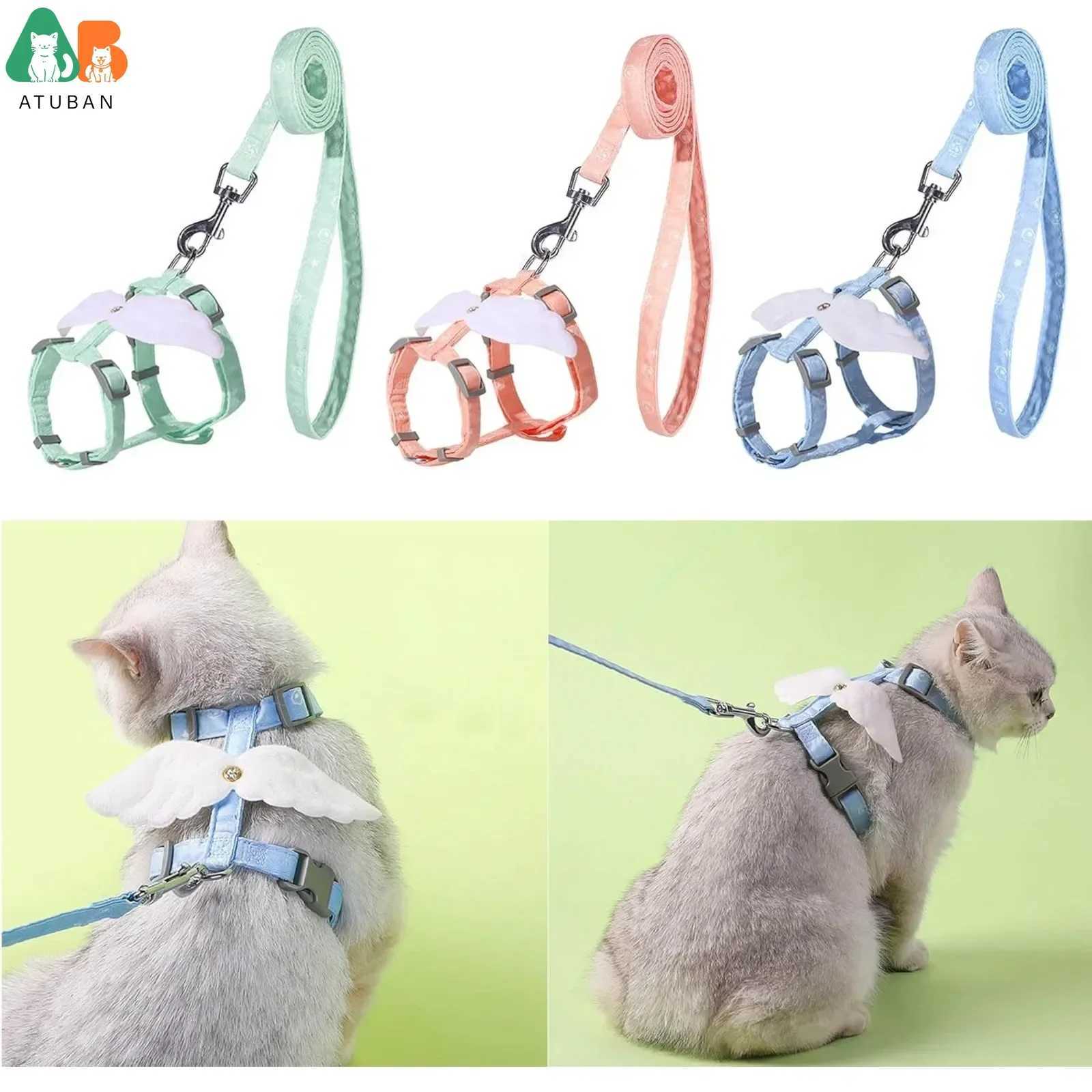 Adjustable Kitten Leash Cat Harness Cat Leash Anti-Escape Breathable Soft Vest Suitable for Outdoor WalkingAngel Wing Pet LeashT250318