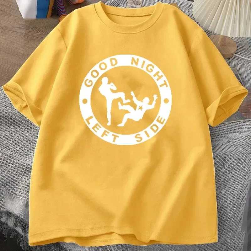 Good Night Left Side T-shirt Novelty Funny Graphic Tees Womens Fashion Mens Casual Top Crew Neck Short Sleeve Fashion Street WearXJ250318