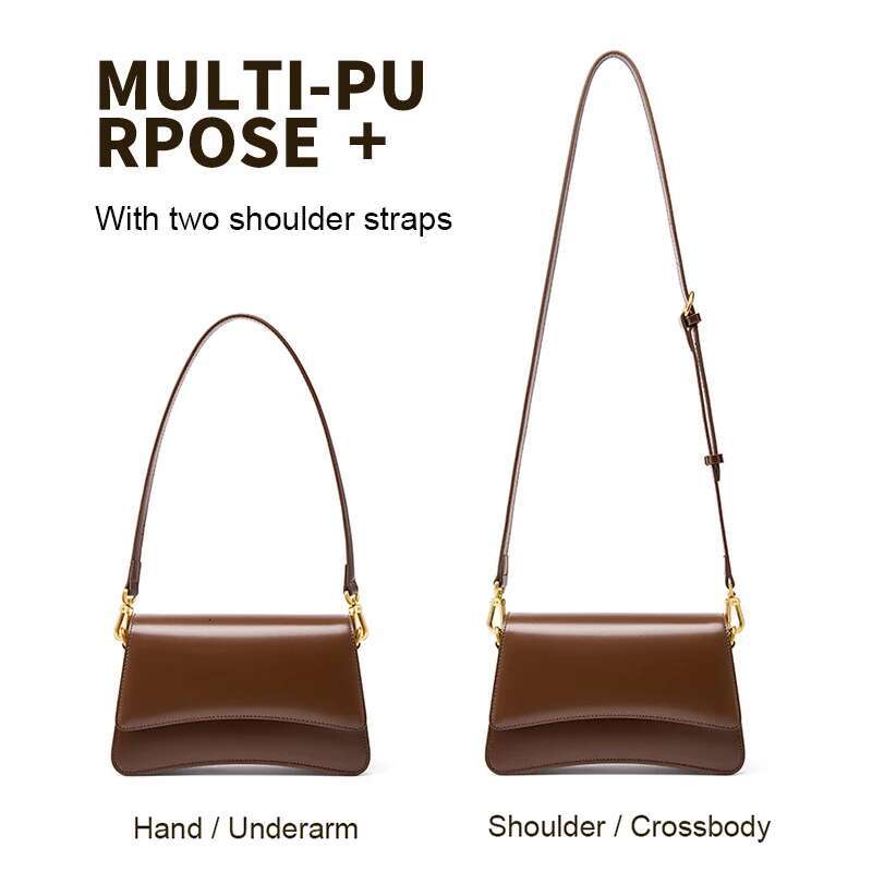New Women's Single Shoulder Crossbody Lady Cowhide Split Leather Handbag Fashionable And High Quality Underarm Messenger Bag
