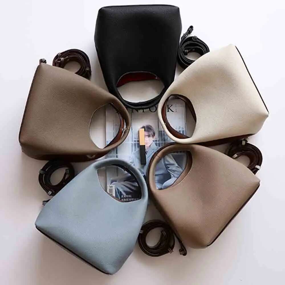 Patchwork Style Women Bucket Lychee Texture Cowhide Designer Bag High Grade Ladies Handbag New Winter