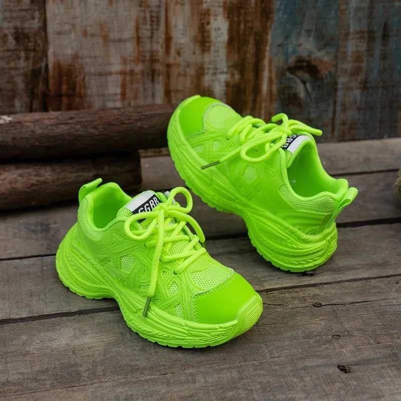 Childrens sports shoes New rose red sports shoes suitable for girls mesh breathable version childrens fashion boys leather boots running shoes W250318
