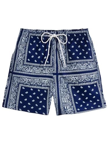 Men's Summer Casual Boho Cartoon Print Elastic Drawstring High Waisted Shorts cool Fashionable printed shorts