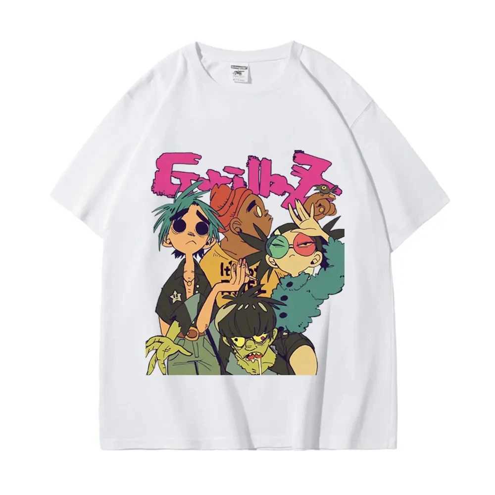 Trend Band Gorillaz Printed T Shirts Men Women The High Street Fashion Oversized T-shirts Gothic Hip Hop Short Sleeve T-shirtXJ250318