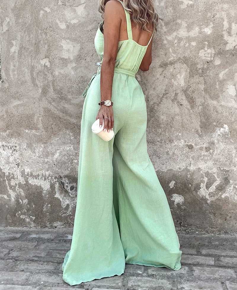 Buttonless and strapless detailed jumpsuit for womens summer top elegant long sleeved V-neck elegant tube sexy casual Playsuit X250318