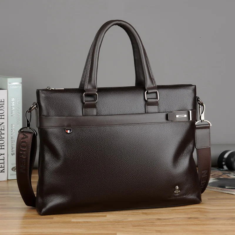 mens handbag business briefcase shoulder cross body bag soft leather computer bag fashionable casual mens bag 250317