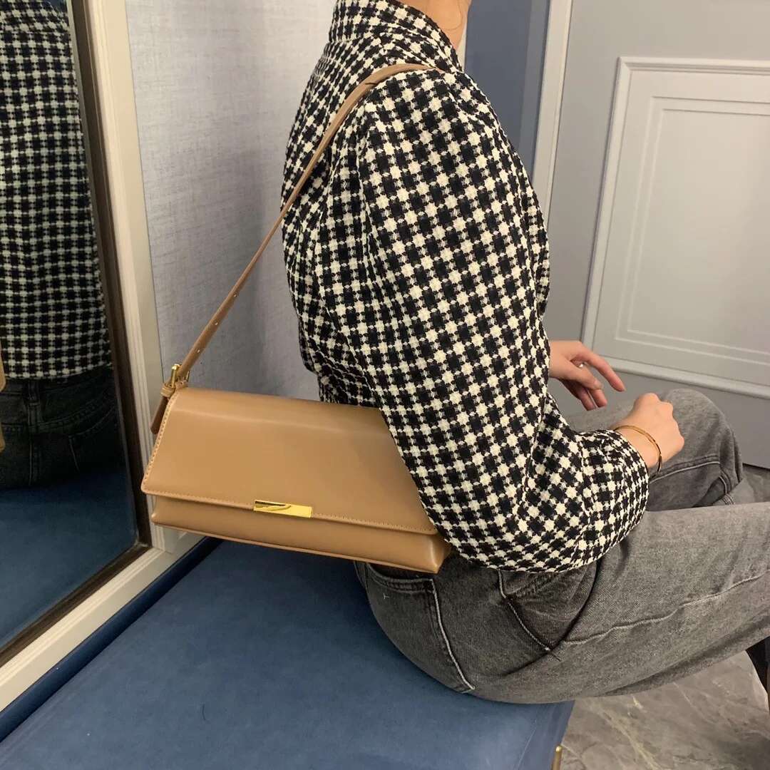 2024 Handbags Genuine Leather Women Underarm Bags High Quality Single Shoulder Female Versatile Crossbody Bag Coffee