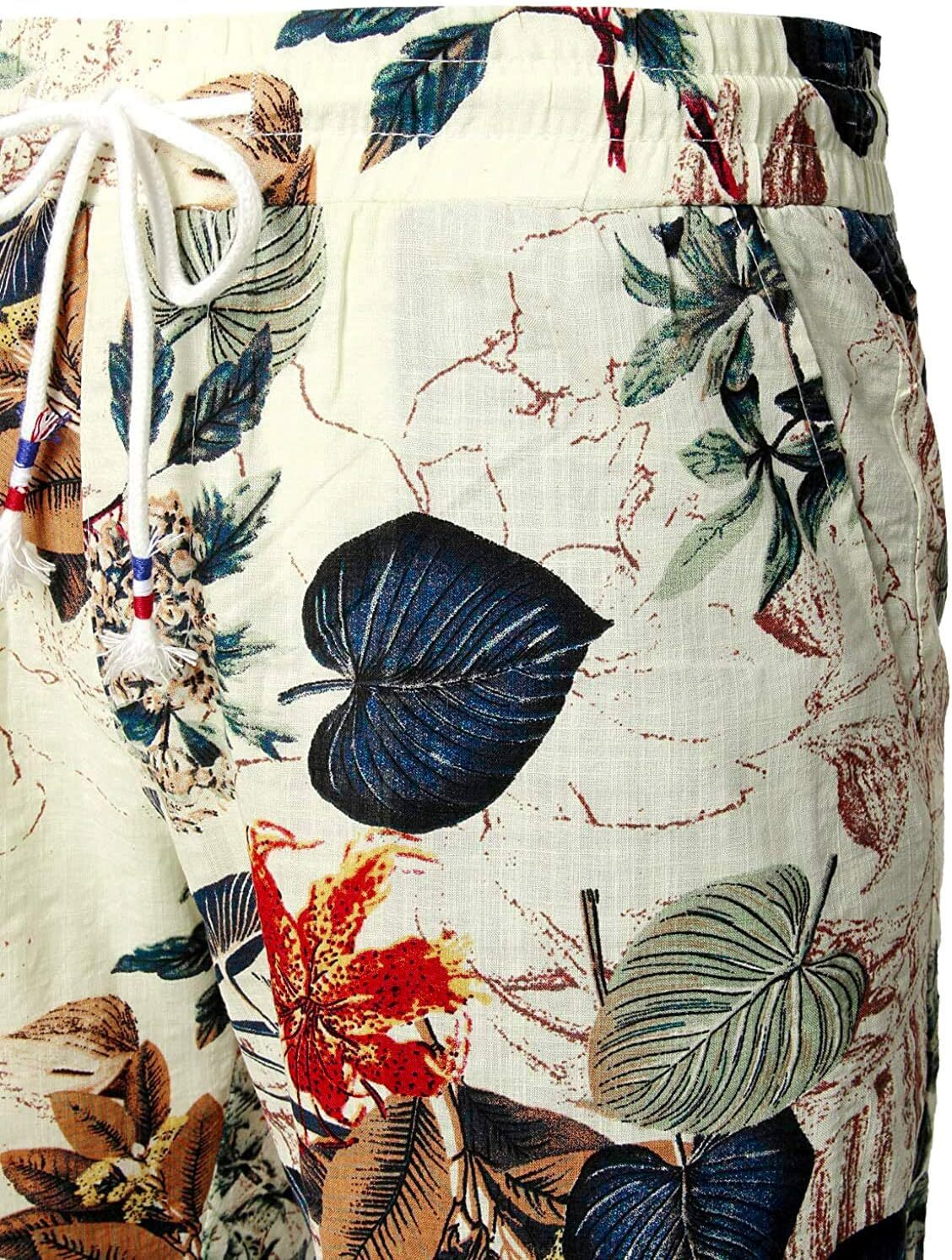 Men's Flower Flat Front Casual Aloha Hawaiian Shorts Fashion print