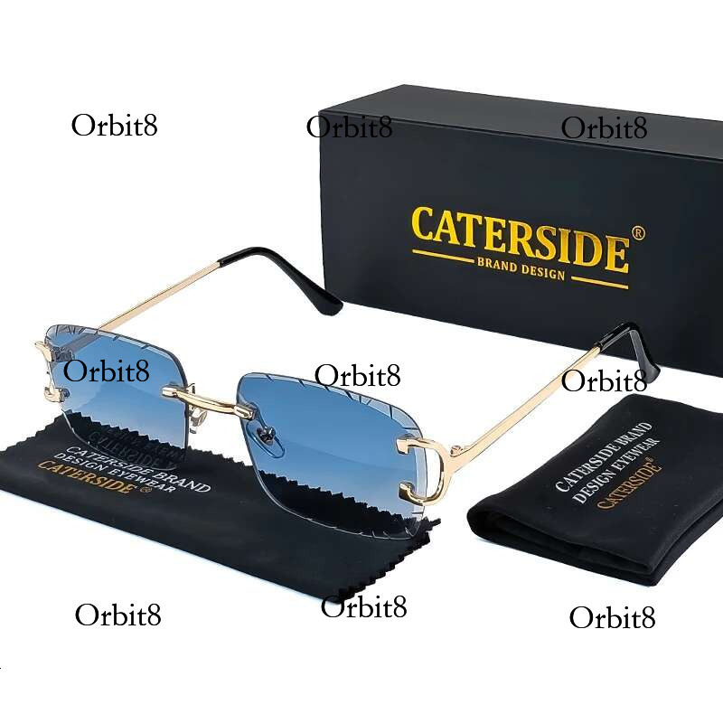 CATERSIDE Rimless Square Sunglasses Men Cupronickel Fashion Punk Gradient Sun Glasses Vintage Trendy Small Frame Eyewear UV400