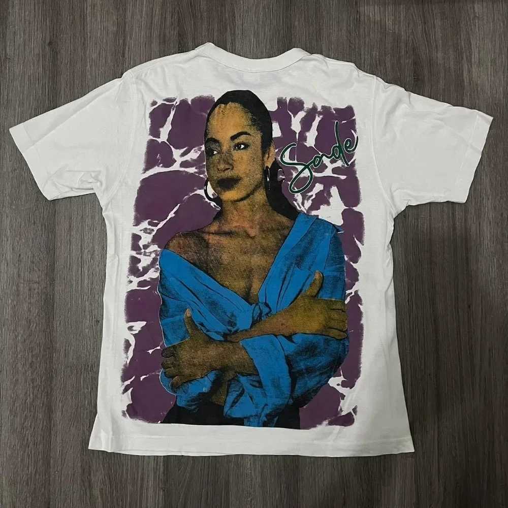 Retro Sade Adu printed graphic 100% pure cotton T-shirt for women Y2K summer short sleeved retro oversized T-shirt for womens topXJ250318