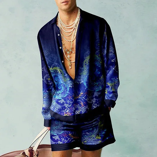 Creativity Shirt Sets 3D Printed Men Casual Fashion Short Sleeves Shirts Oversized Beach Shorts Summer Streetwear Suits Clothing 250318