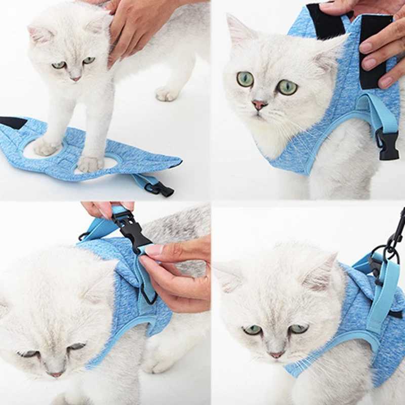 Cat Strap Adjustable Anti Escape Small Cat Vest Steel Wire Rope Strap Light Breathable Soft Pet Traction Strap Kitten Walking JacketT250318