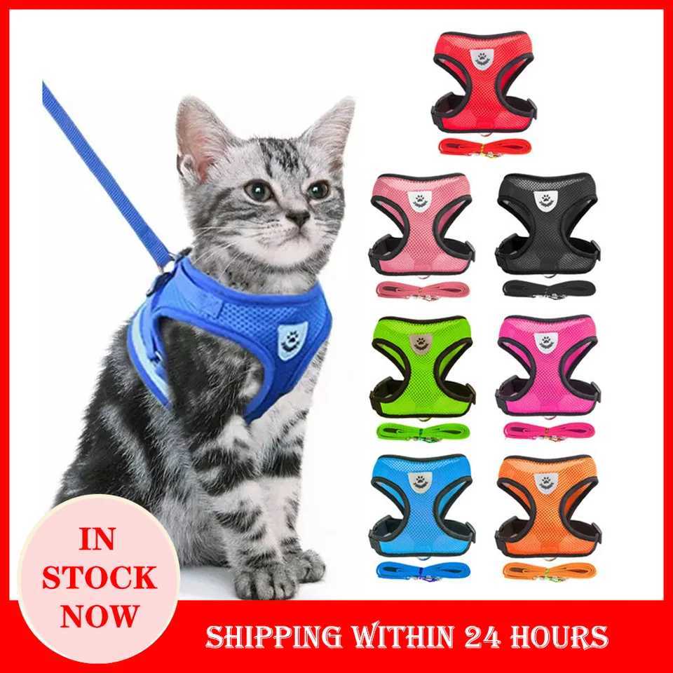 Cat harness adjustable vest walking rope set suitable for dog collars breathable mesh harness suitable for small and medium-sized cats and dogs pet le