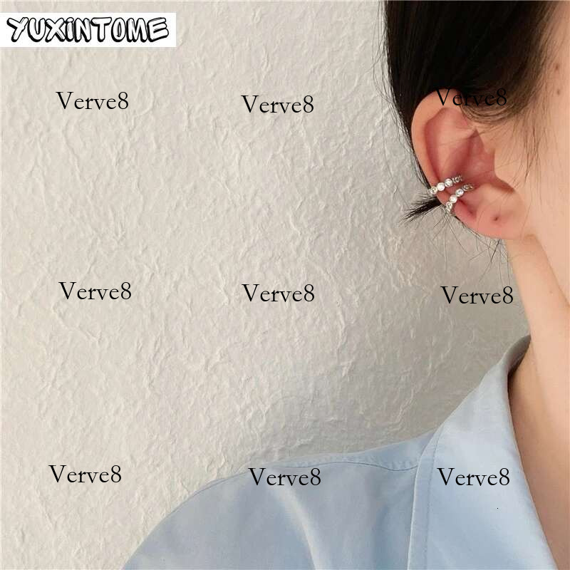 1PC Gold-Plated Sier Metal Punk Clip Earrings Europe and America Piercing Ear Cuff Female C-Shape Crystal Earring