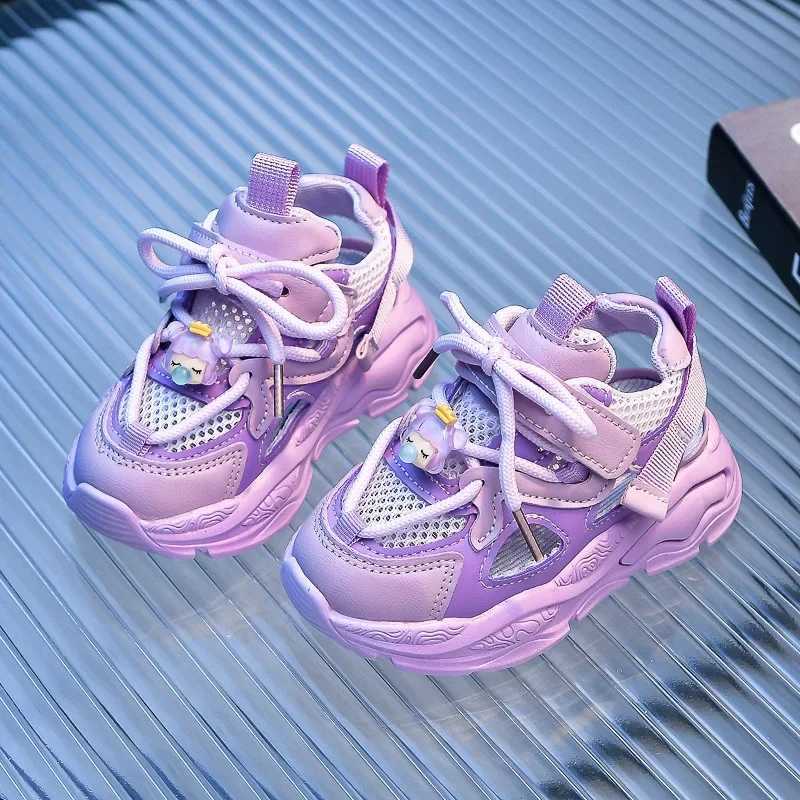 Size 21-36 childrens shoes 2024 summer breathable mesh childrens sports shoes unisex boys and girls casual sports shoes black beige purple W250318