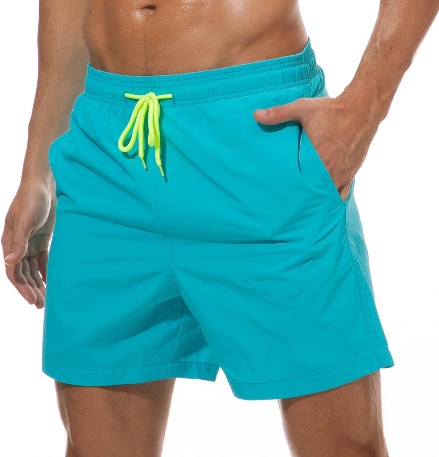 Men's Swim Trunks Quick Dry Beach Shorts with Pockets Fashion solid color shorts