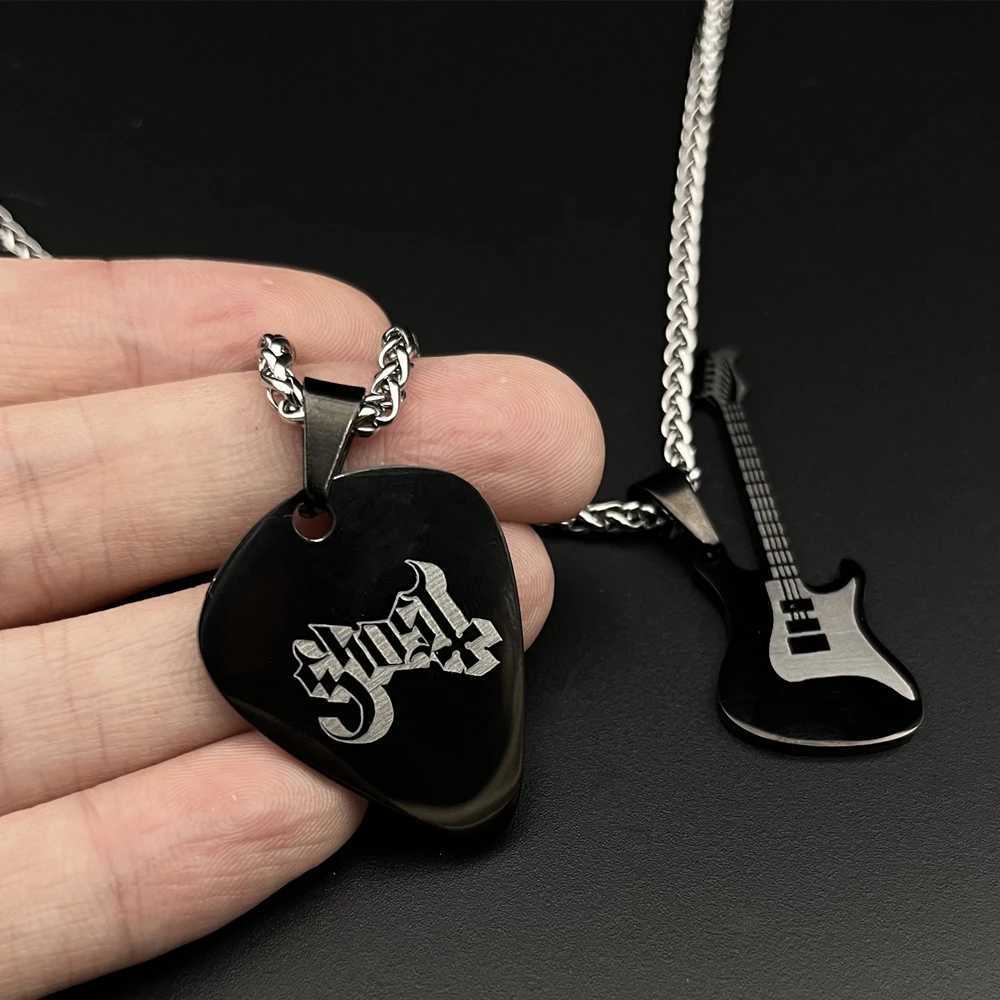 Stainless Steel Ghost bc Nameless Ghoul Cosplay Necklace Unisex Guitar Pick Pendant Chain Choker Jewelry Accessories Gifts W250318