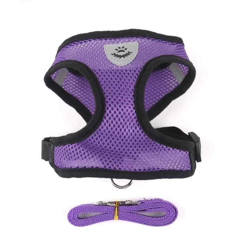 Adjustable vest with lead strap for cat and dog straps polyester mesh breathable straps reflective STI suitable for small dog and cat accessoriesT2503