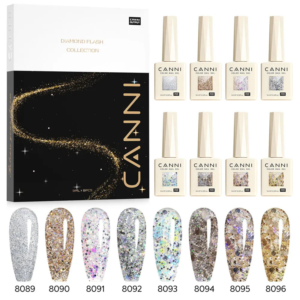 CANNI Glitter Galaxy Cat Eye Nail Gel Polish Kit HEMA FREE Soak Off UV LED Diamond Sparkle Gorgeous Color Semi Permanent Gel 250314