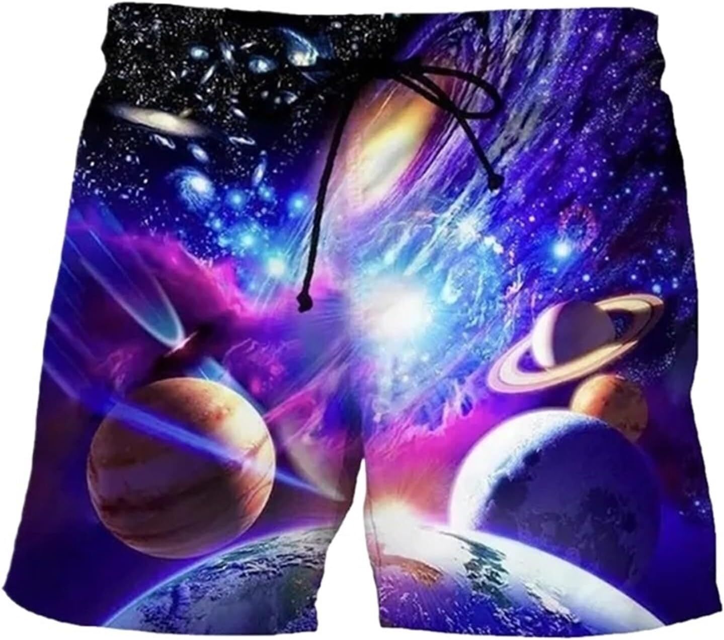 Men's Summer Beach Hawaii Shorts Lightweight Elastic Waist Drawstring Casual Shorts Fashion shorts starlit sky