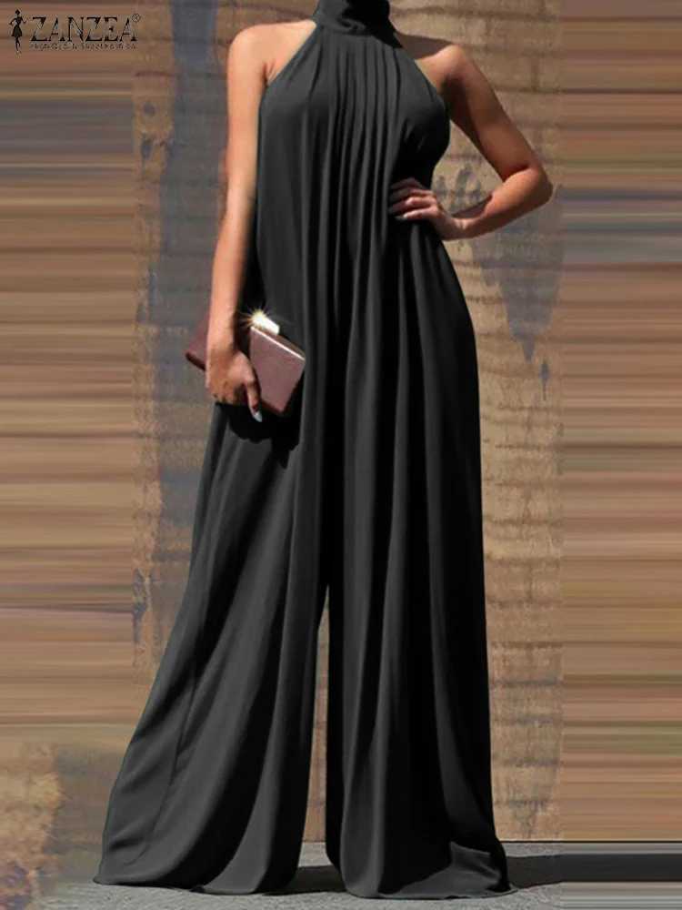 ZANZEA 2024 Summer Party Elegant Womens jumpsuit Wide leg jumpsuit Solid color Wide leg game set Holiday chic strapless X250318