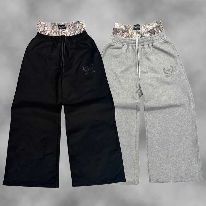 Y2K Trend Sweatpants Camouflage Embroidered Pattern Streetwear Men Women Clothing Retro Camo Baggy Pants Unisex Wide Leg Pants W250318