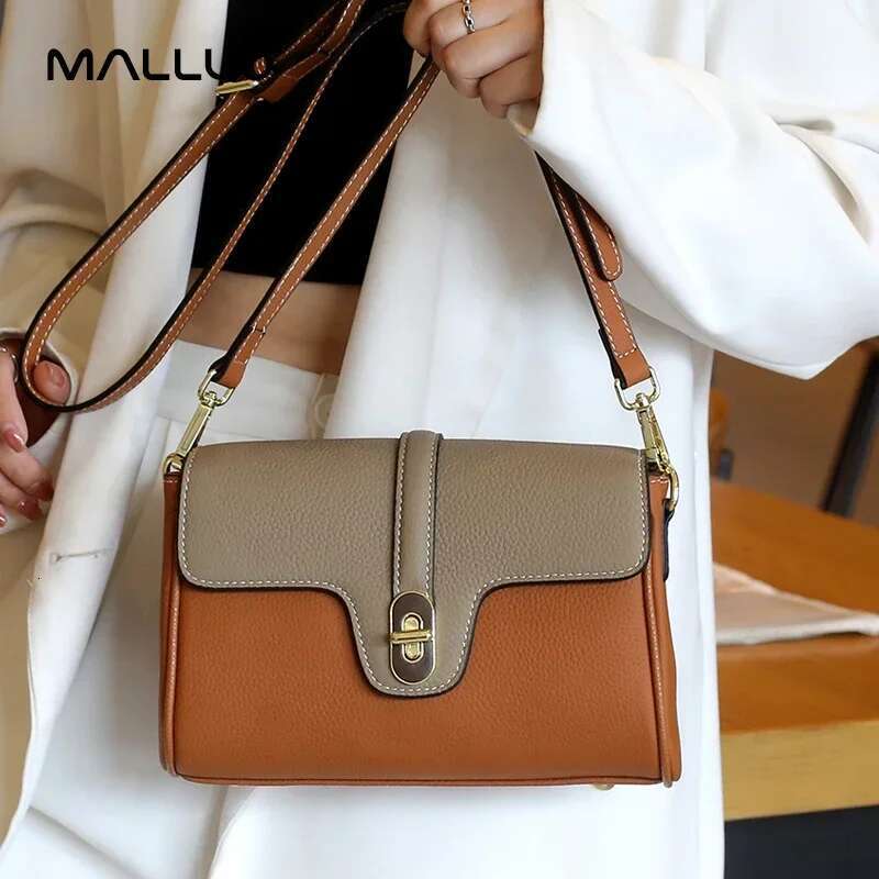 Female Cowhide Handbag High Women Natural Cow Genuine Leather Shoulder Bags Lady Fashionable Versatile Top Handle Bag