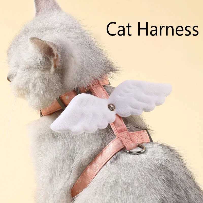 Cute cat harness set with adjustable wing pet box straps suitable for cats rabbits puppies kittens outdoor walking suppliesT250319