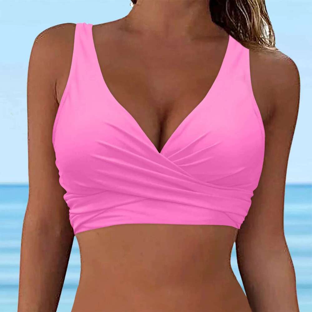 Complete bikini top, push up swimsuit top, short tie, back, women's lace up swimsuit, sports bra, 2024 trend