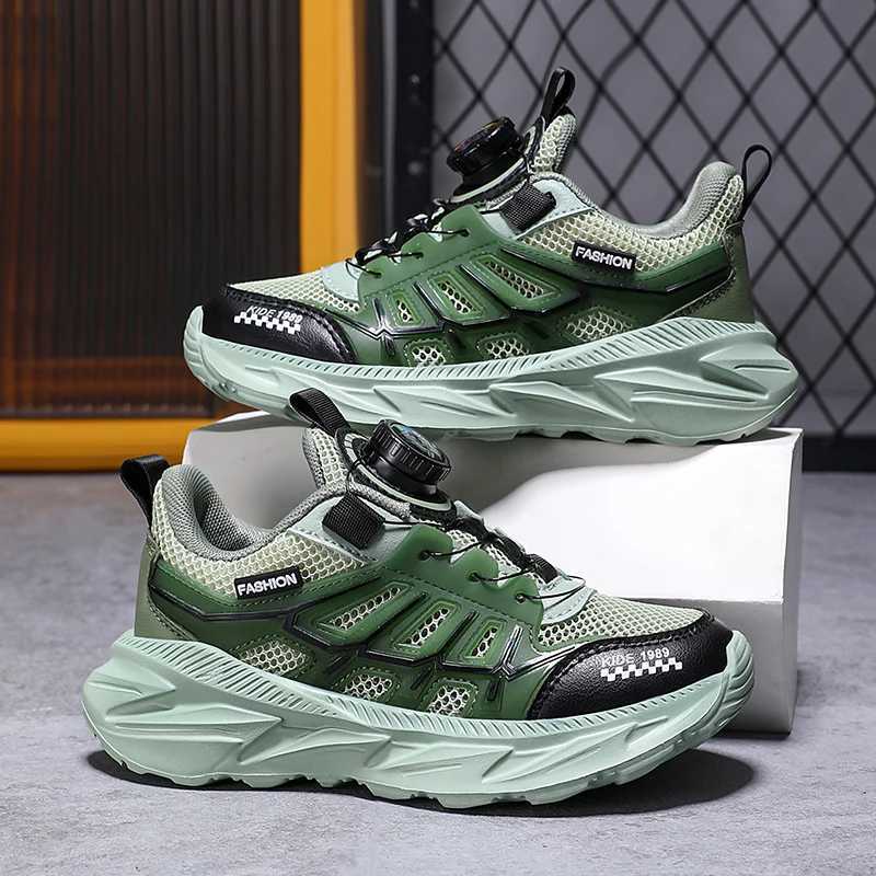 Boys Basketball Sports Shoes for Boys Running Shoes Kids Lightweight Shoes Childrens Sneakers Rotary Buttons Outdoor Shoes W250318