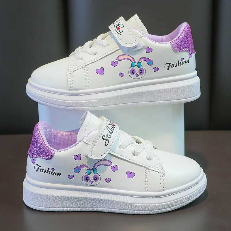 Girls White Shoes PU Leather Rabbit Shoes Spring Girl Baby Waterproof Sports Shoes Flats Size 26-37 W250318