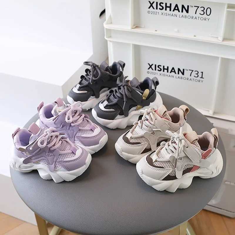 Childrens boys sports shoes summer boys mesh sports shoes breathable childrens running sandals purple khaki color W250318