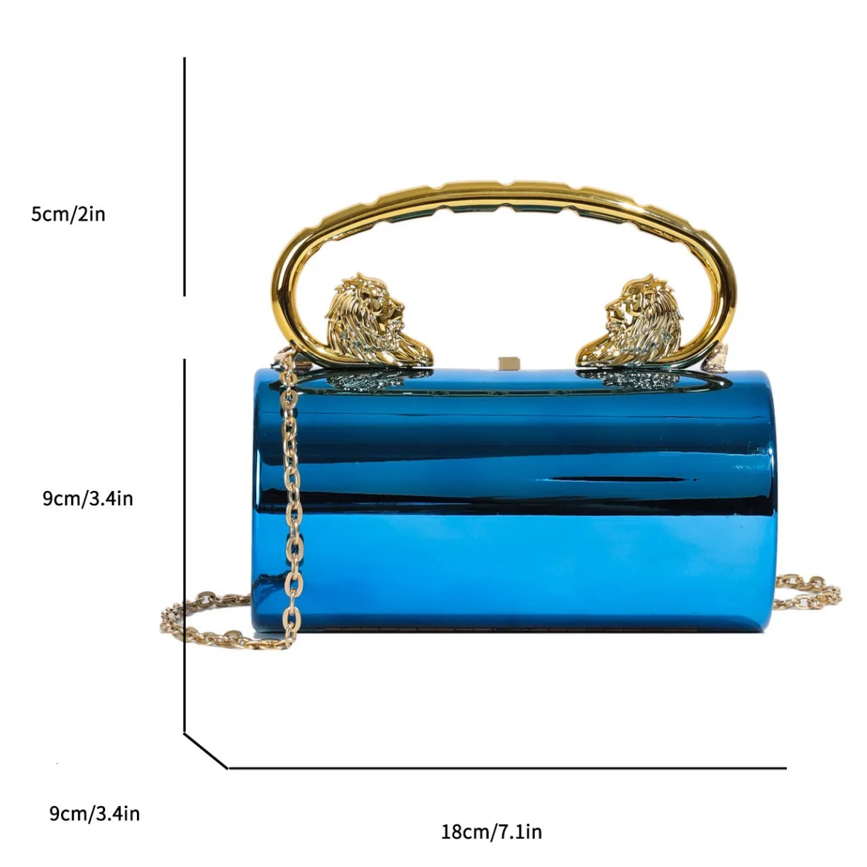High Quality PVC Cuylindrical Crossbody Bag Silver Gold Evening Clutch Bag Acrylic Handbag Female Party Purse Phone Bag 250318