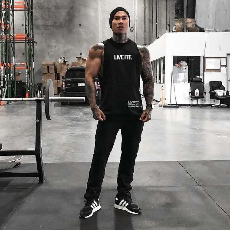 Summer Men's Trend Muscle Vest Sports Fiess Running Casual Breathable Workout Sleeveless Tank Top Gyms Bodybuilding Clothing