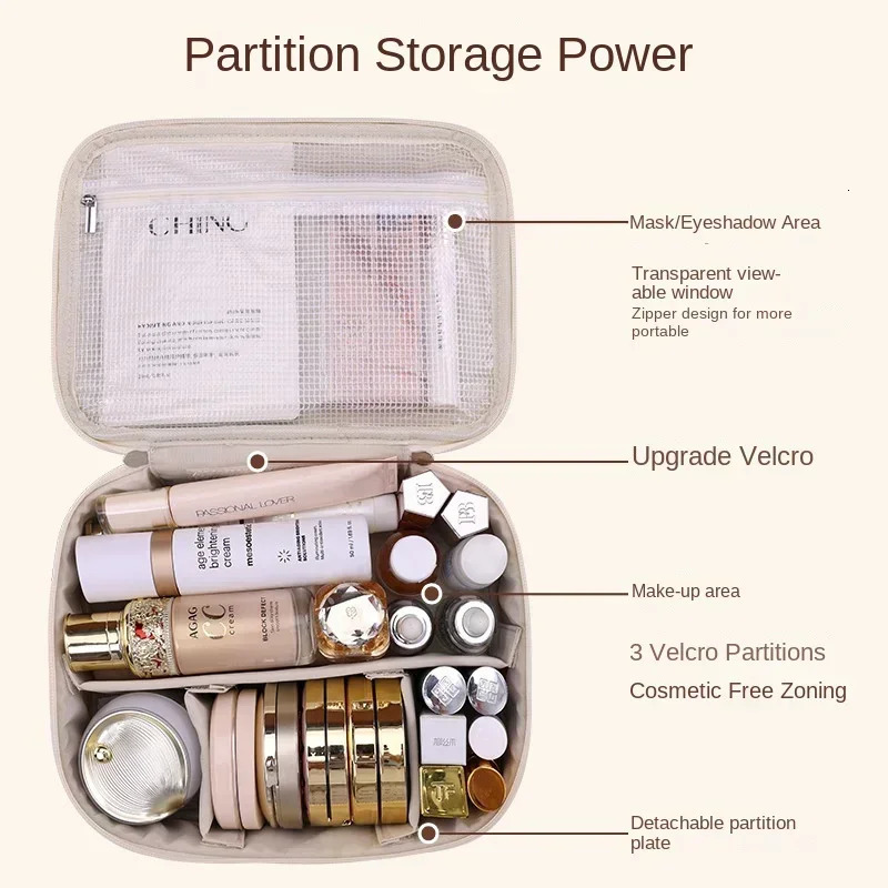 Womens Double Layer Makeup Bag Large Capacity Cosmetic Bag er storage bag Cosmetics Organizer Travel Essentials 250314