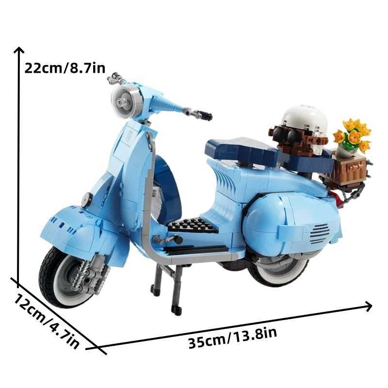 2024 Technology Roman Holiday Vespas 125 Motorcycle Building Blocks City MOTO Model Building Blocks MOC 10298 Assembled Toys Children and Boys Gifts W