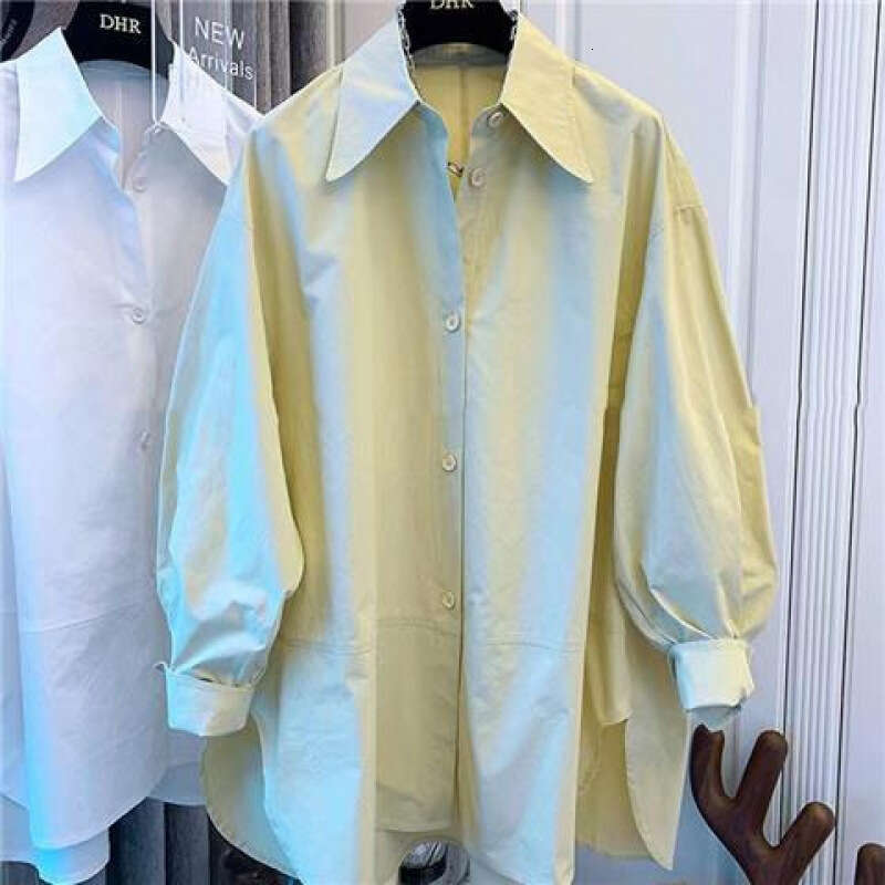 2025 Spring New Korean Fashion Casual Coat with Trendy Versatile Style, Simple and Sharp Collar Shirt, Loose Top for Women