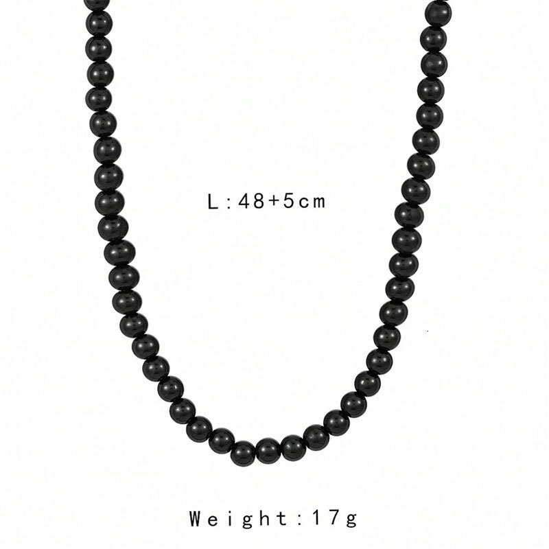 8MM Black Imitation Pearl Necklace Men's And Women's Artificial Pearl Choker Collarbone Chain Jewelry