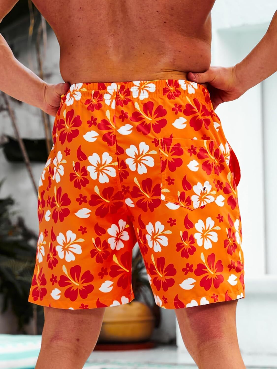 Men's Floral Print Drawstring Elastic Waist Swim Trunks Summer Beach Shorts Fashion print